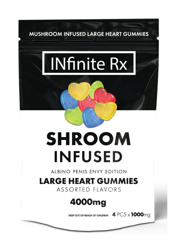 INfinite Rx Shroom Infused Albino Penis Envy Edition Large Heart Gummies Edibles (4000mg)